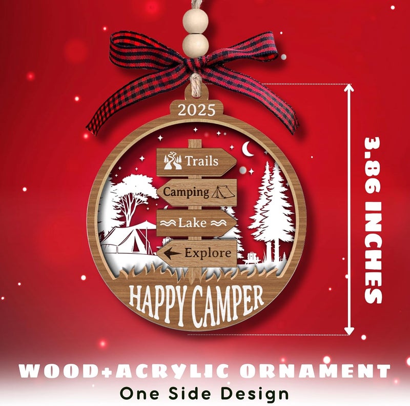 SUCHAGIFT Camping Ornament - Camping Christmas Ornaments, Camper Ornaments for Christmas Tree - Camping Gifts for Friends, Couples, Women - Campers Gifts - Wood & Acrylic Ornament 2025 - Image 2